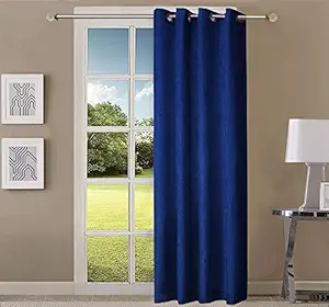 Queenzliving Elegant Solid Crushed Texture Curtain, Door 7 feet- Pack of 1, Navy Blue