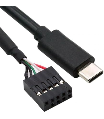 MEIRIYFA Cavo adattatore USB 2.0, 9 pin, 10 pin a USB C, USB 2.0, 10 pin, scheda madre da presa seriale a USB 3.1 tipo C, 24 AWG, cavo convertitore (50 cm, 2 PCS