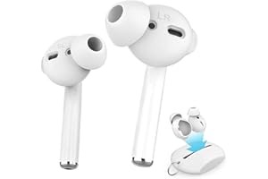 AhaStyle Tappi per Auricolari in Silicone, 4 Antiscivolo Compatibili con Apple AirPods 2 e 1 (2 Grandi e 2 Piccole, Bianco)