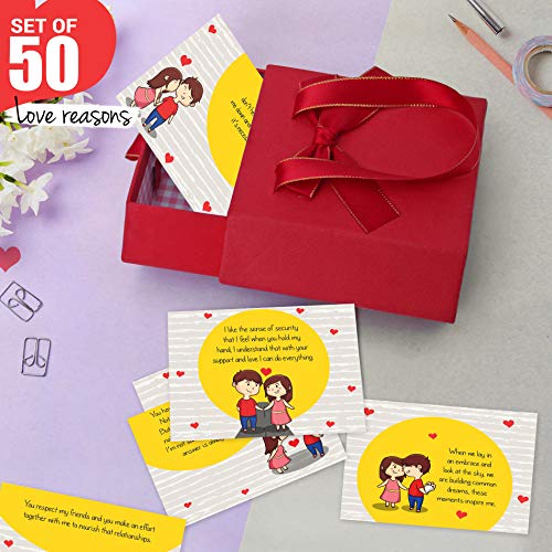 TIED RIBBONS Valentine Day Gift for Husband Wife Girlfriend Boyfriend Girls Boys - Valentines Special (Set of 50 Reasons Greeting Card with Exclusive Gift Box)