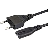 Avrupa AB 2- Yuvalı Yazıcı G&uuml;&ccedil; Kablosu Kablosu, Polarize Olmayan (IEC-320-C7 - CEE 7/16) Avrupa Seyahati i&ccedil;in TV, Yazıcı, Şar