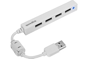Speedlink SNAPPY Slim 4-portowy koncentrator USB z szybkimi prędkościami transmisji danych Lightning do 480 Mbit/s biały
