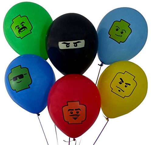 24 Pack of Colorful 25cm Birthday Balloons for Lego Theme Party