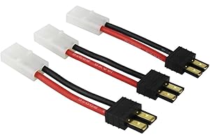OliYin 3pcs Mâle TRX Traxxas à Femelle Tamiya Adaptateur Câble de Connexion 14awg 5cm 1.96in pour Chargeur de Batterie Revo (pack de 3)