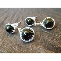 Ohrringe - Pair - Edelstein Schwarzer Turmalin - versilbert