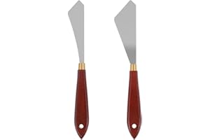 BREMOROU 2Pcs Palette Knife Set, Mixing Scraper Stainless Steel Palette Knifes Painting Art Spatula with Wood Handle, Art Spatula for Oil, Canvas, Acrylic Painting, Mixing Scraper Tools