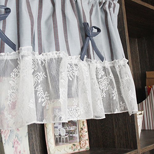 Bestickte Kaffee Vorhang Bistrogardine Küchengardine Scheibengardine,blau BxH 130x45cm - 3
