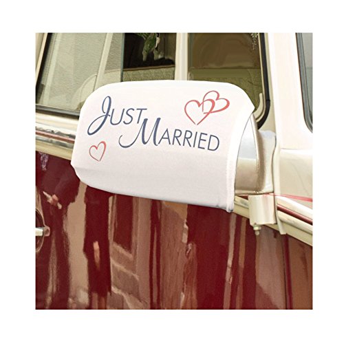 Autobikini-Set "Just Married", 2 Überzüge mit Schriftzug für die Außenspiegel am Hochzeitsauto