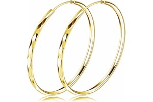 Josfeva Grandes Créoles Femme Argent Sterling 925, Grands Cerceaux de 40mm / 50mm, Boucles d'oreilles Hypoallergéniques pour Femme Fille, Huggies Cartilage Quotidien Soirée Anniversaire comme Cadeau