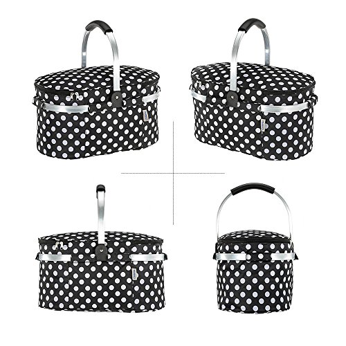 TOMSHOO 30L Picknick Korb Faltbare Einkaufskorb Aluminium Griff 46 * 25 * 24 cm - 2