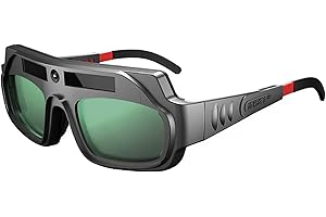 PZJFH Occhiali per Saldatura con Oscuramento Automatico Solare, Gambe Regolabili e Protezione per Arco di Argon