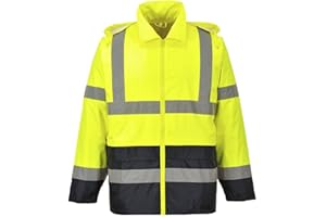 Portwest Klassische Kontrast Warnschutz-Regenjacke, Größe: 5XL, Farbe: Gelb/Schwarz, H443YBR5XL
