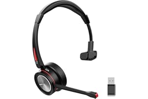 Beebang Headset mit Mikrofon Bluetooth, Mono Kabellose Headset für PC Laptop, Noise Canceling Wireless mit Mikrofon Stummschaltung & USB-Adapter für Computer Teams Meeting Call Center Büro