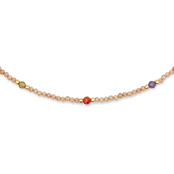 SINGULARU - Collana Folklore. Ottone con Finitura in Bagno d'Oro 18kt. Collana a Catena Fine con Mini Perline Rotonde. Lunghezza 45 cm + 5 cm di Allungamento. Gioielli per Donna