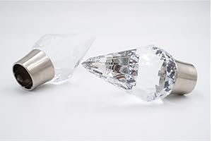 THE POLES & BLINDS OUTLET 28mm Diameter Curtain Pole Finials Ends - Diamond Design - Silver - Pack of 2