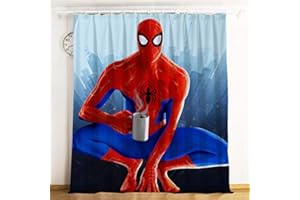 Lily&her Friends - Rideau plat 3D HD Impression numérique Motif héros Marvel Spiderman,tissu brossé,velours et lin,occultant,rideau de porte,rideau de chambre pour enfants (Spiderman 10, 59in x 106in)