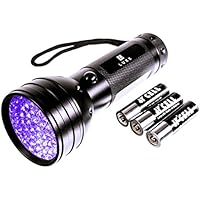 LUXX UV Taschenlampe Schwarzlicht mit 51 LEDs | UV-Licht-Urin-Detektor für Flecken Ihrer Hunde, Katzen und Nagetiere,Prüfgerät für Personalien,Geld,Geocaching | inkl. 3xAA-Batterien
