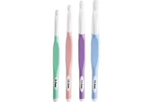 JOZEA Lot de 4 crochets à crochet - Poignée ergonomique - Pour les mains arthritiques - Confortable - Multicolore - 8 mm, 10 mm, 12 mm, 15 mm