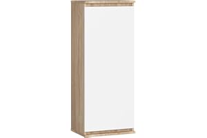ADGO CLP - Vetrina sospesa, 40 x 99 x 30 cm, con ripiani, pensili, armadietto sospeso, armadietto per posta sospesa, armadietto per armadio, vetrina sospesa (W40, Sonoma/bianco)