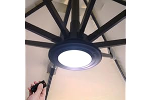 Happetite Umbrella Lights with Remote, Rechargeable Patio Cantilever Umbrella Lights with 3 Brightness Modes, for Offset Patio Umbrella in Outdoor & Garden (Black)