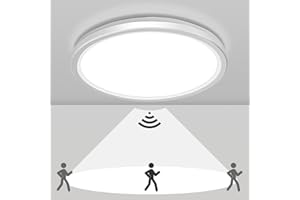 Sentasi Plafón LED de techo con sensor de movimiento radar, 18 W, 5000 K, 1800 lm, 360 °con sensor de radar LED, lámpara redonda de techo para 22 cm (Blanco, 1PC)
