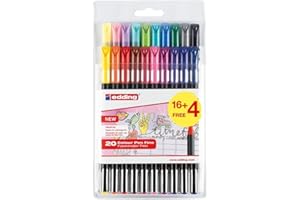 edding 1200 rotulador de color de trazo fino - multicolor - 16 bolígrafos + 4 de regalo - punta redonda 1 mm - rotulador para dibujar y escribir - set de vuelta al cole