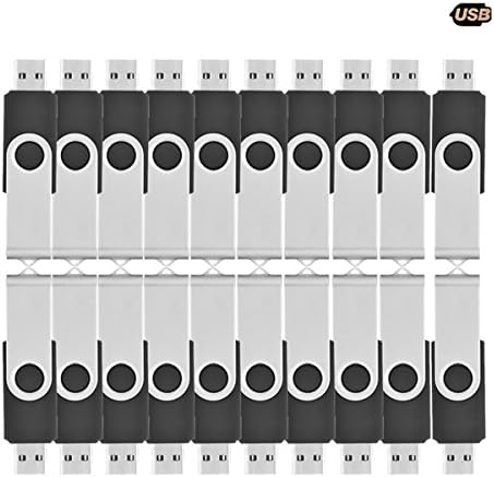 20 Packs 2GB Memory Stick by VIEKUU, USB 2.0 Flash Drives Thumb Pens Swiveling Cap Key Chain Design [Black]