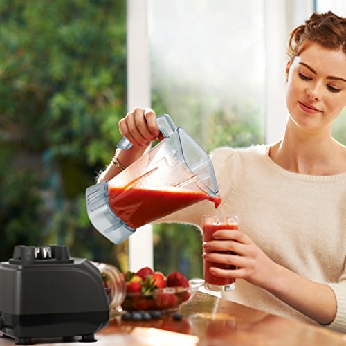 Standmixer, MengK Mixer mit 6 Klingen 2 Liter, Glas Edelstahl, Stufenloser Geschwindigkeitsregelung, Smoothie und Ice-Crush Programm, Pulse Taste, schwarz - 8