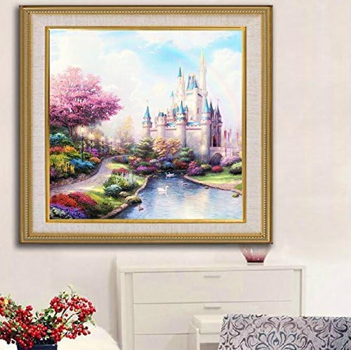 RayMoon Castle and Garden DIY Handmade Full Drill Diamond Painting Set Resin Rhinestone Pasted Cross Stitch 40*40cm