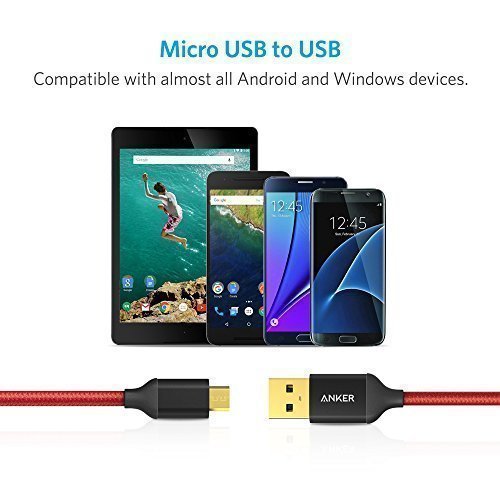 Anker Cable USB de Nylon Entrelazado Libre de Enredos con Clavija Ba
ada en Oro para Android Samsung HTC Nokia Sony BQ Xiaomi y m s 2 1 8m
Rojo