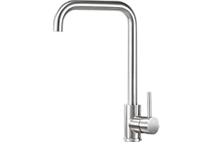 Robinet Cuisine, Dolinvo Mitigeur Cuisine de Pivotant à 360° à Levier Unique Robinet Mitigeur Cuisine Chaud et Froid en Acier Inoxydable Sans plomb