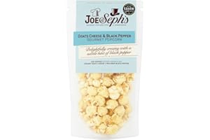JOE & SEPH'S Joe & Sephs Goats Cheese and Black Pepper Popcorn (4x70g)|1 Star Great Taste Award, gourmet popcorn, air-popped popcorn, popcorn for a party, bulk popcorn pack, salty popcorn, cheese