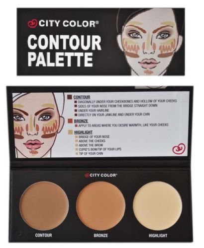 City Color CONTOUR KIT/SET PALETTE Contour/Bronze Bronzer/Highlighter with guide