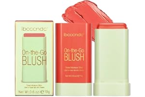 Duoffanny Blush Stick, 3-In-1 Multi Stick for Lip Cheek Eye, Moisturizing Blendable Lightweight Cream Blush Natural Finish Blusher Wand Dewy Skin Tint (#03 Coral Orange)