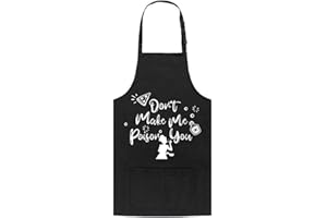 Wasise Funny Aprons for Women - Kiss The Cook Apron, Black Kitchen Aprons for Women with Pockets, Valentines Apron for Girls, Female Sexy Costume, Cooking, Baking Gifts, Printed Pinafore Gift