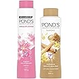 Pond's Dreamflower Fragrant Talcum Powder, Pink Lily, 400 G And Sandal Radiance Talcum Powder, Natural Sunscreen, 300 G