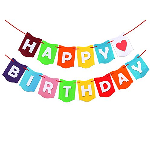 eBoot Happy Birthday Banner Girlande mit 6 Stück Bienenwabe Ball für Party Dekoration - 2
