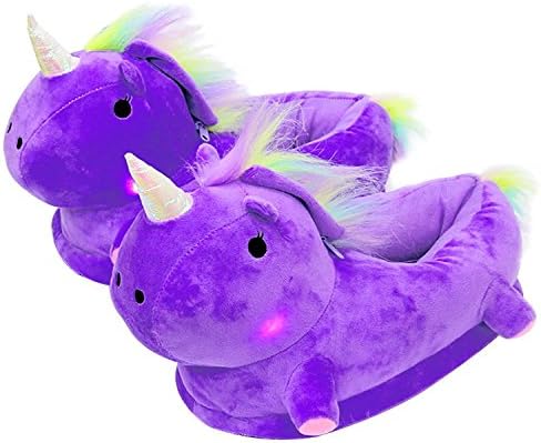 LED Unicorn Slippers With Light Women Slip On Animal Home Shoes Light up Stuffed Slipper With Lamp For Girls Ladies