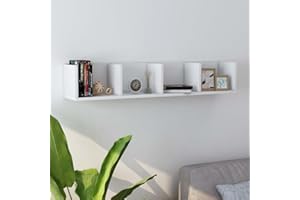 vidaXL Estante de Pared para CD Balda Colgante Expositora Estantería Montado para Libros Decoración Almacenamiento Contrachapada Blanco 100x18x18cm