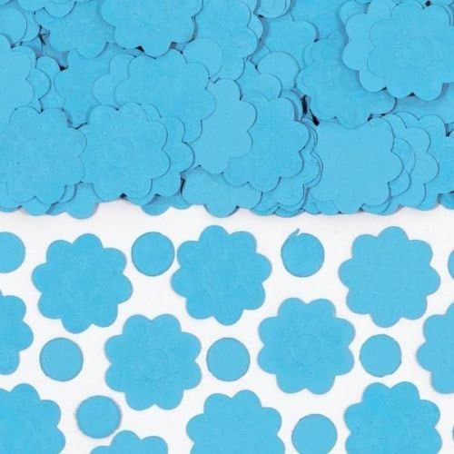 Bright Light Blue Flower Shaped &amp; Dots Paper Confetti 42g