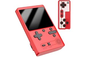 CAWEVON Console de jeu portable rétro avec écran de 3,0" et manette de jeu - 500 jeux FC classiques intégrés, prend en charge la connexion de la télévision et de deux joueurs (rouge)