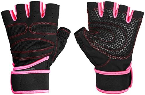 YYGIFT® Durable Microfiber Cloth Non-slip Gloves Breathable Half-finger Gloves for Weight Lifting Training Fitness Gym Workout Crossfit Sports - Pink M