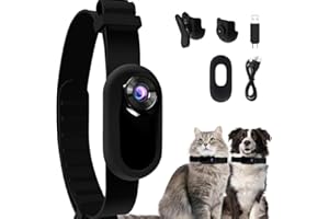 Fiorky Collare per cani e gatti, videocamera HD 1080P wireless senza bisogno di WiFi, per cani e gatti, con registrazioni video per gatti, cani, regalo di compleanno, fotocamera sportiva
