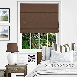 MSR 116 Roman Blinds/Curtains and Shades for Home Furnishing(Balcony,Kitchen,Bedroom,Bathroom etc) Coffee (51 inch(W) 46 inch(H))