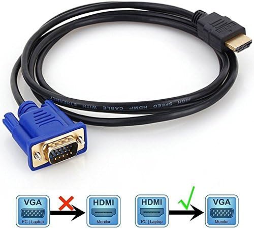 HDMI to VGA Cable Converter,Phoebe168 6Ft 1.8M HDMI Male to VGA Male D-SUB 15 Pin M/M Connector Adapter Cable, HDMI to VGA one-way transmission cable (No Signal Conversion Function)