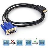 Câble HDMI vers VGA Converter, Phoebe168 1,8 m 1.8 m HDMI mâle vers VGA mâle D-Sub 15 broches M/M connecteur câble adaptateur, HDMI vers VGA Câble de transmission à sens unique