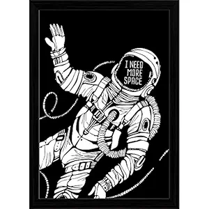 ArtzFolio Space Concept with Astronaut Tabletop Painting Black Frame 8 x 10.9 inch (20 x 28 cms)