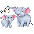 Artway India Home Decor 3D Elephant Wall Sticker for Kids Living Room (Vinyl, Multicolour, 65 x 50 cm)