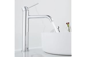 Maynosi bagno alto rubinetto del miscelatore del bacino, rubinetto del bacino alto, rubinetto del lavandino del controsoffitto, rubinetto moderno del monoblocco con i tubi flessibili, Cromo