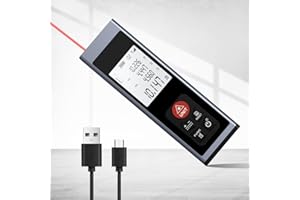 REVASRI Télémètre Professionnel, télémètre Laser avec Niveau à Bulle électronique M/in/Ft rétroéclairage LCD Distance/Zone/Volume/Pythagore/Mesure Continue et USB C Rechargeable